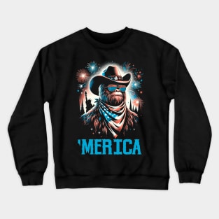 USA 'Merica Sasquatch Bigfoot 4th of July Fireworks Funny Patriotic Crewneck Sweatshirt